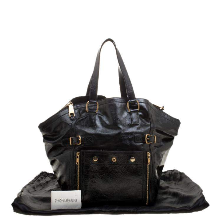 Pre Owned Yves Saint Laurent Black Patent Leather Medium Downtown Tote