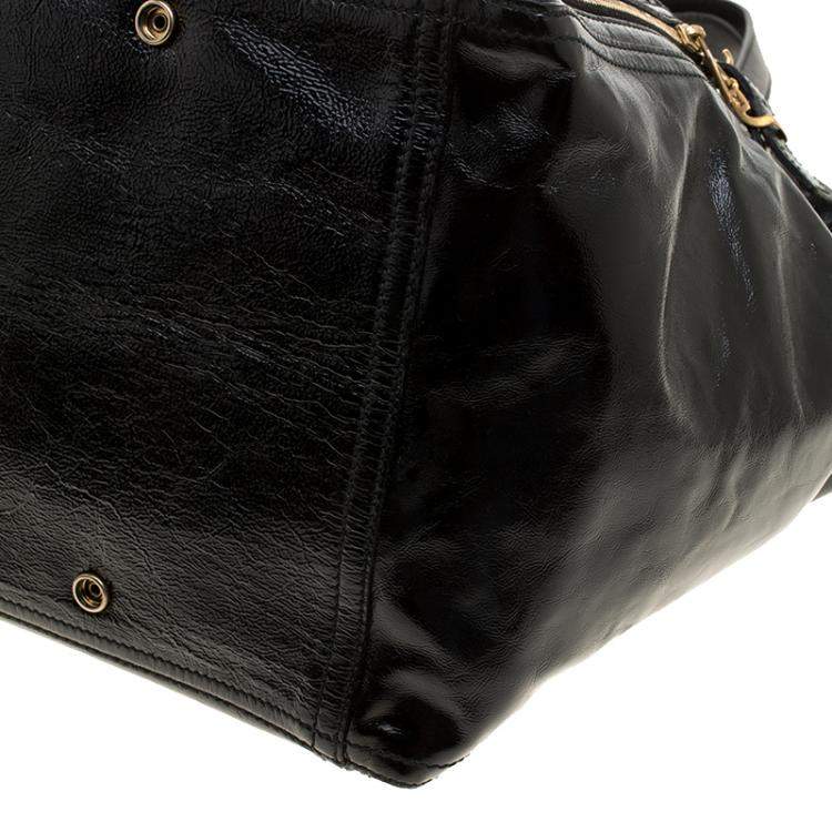 Pre Owned Yves Saint Laurent Black Patent Leather Medium Downtown Tote