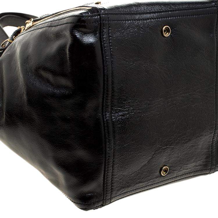 Pre Owned Yves Saint Laurent Black Patent Leather Medium Downtown Tote