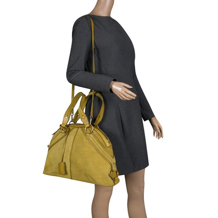 Pre Owned Saint Laurent Yellow Suede Large Muse Bag