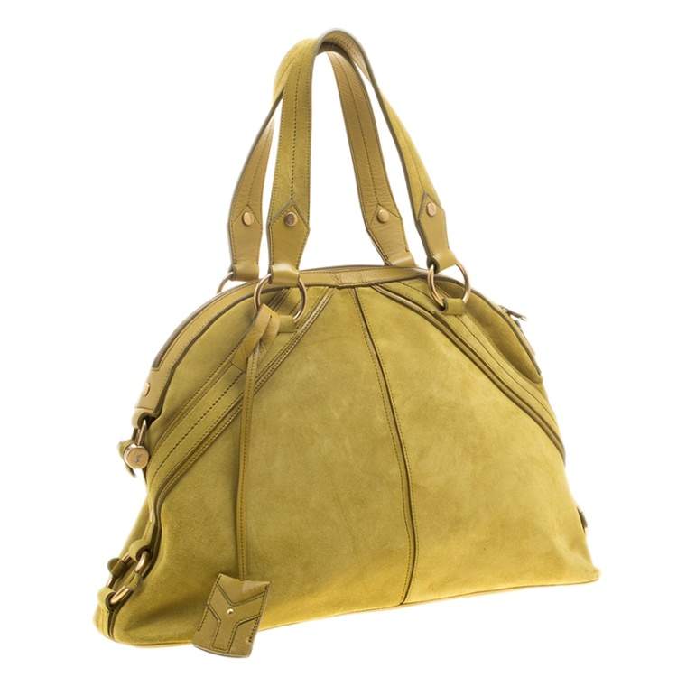 Pre Owned Saint Laurent Yellow Suede Large Muse Bag