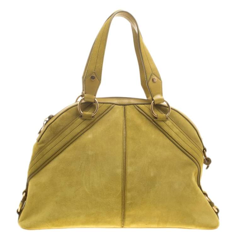 Pre Owned Saint Laurent Yellow Suede Large Muse Bag