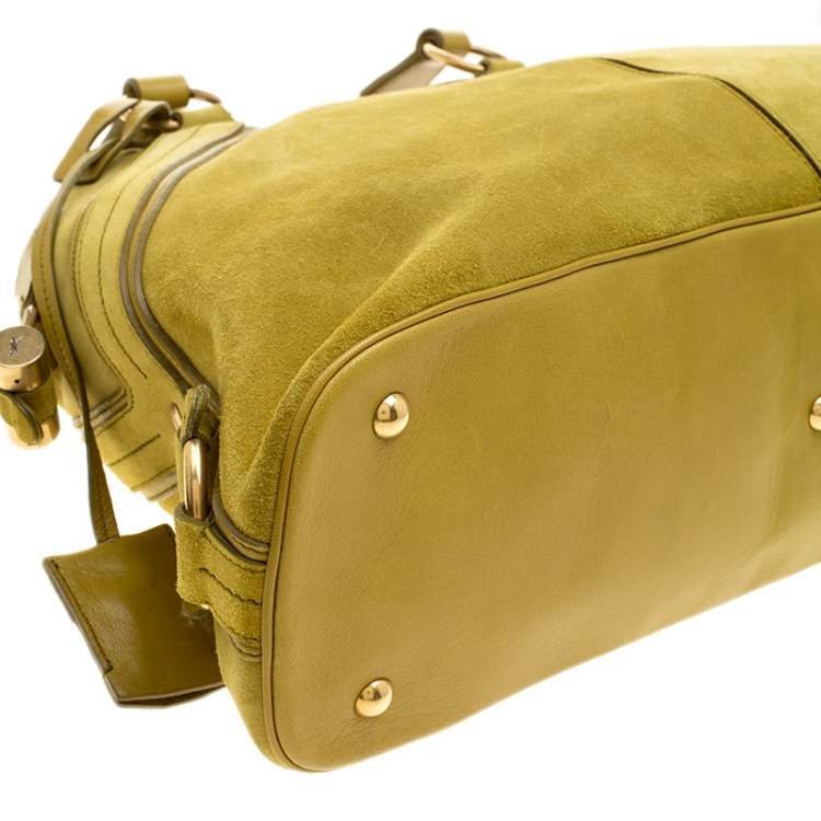 Pre Owned Saint Laurent Yellow Suede Large Muse Bag