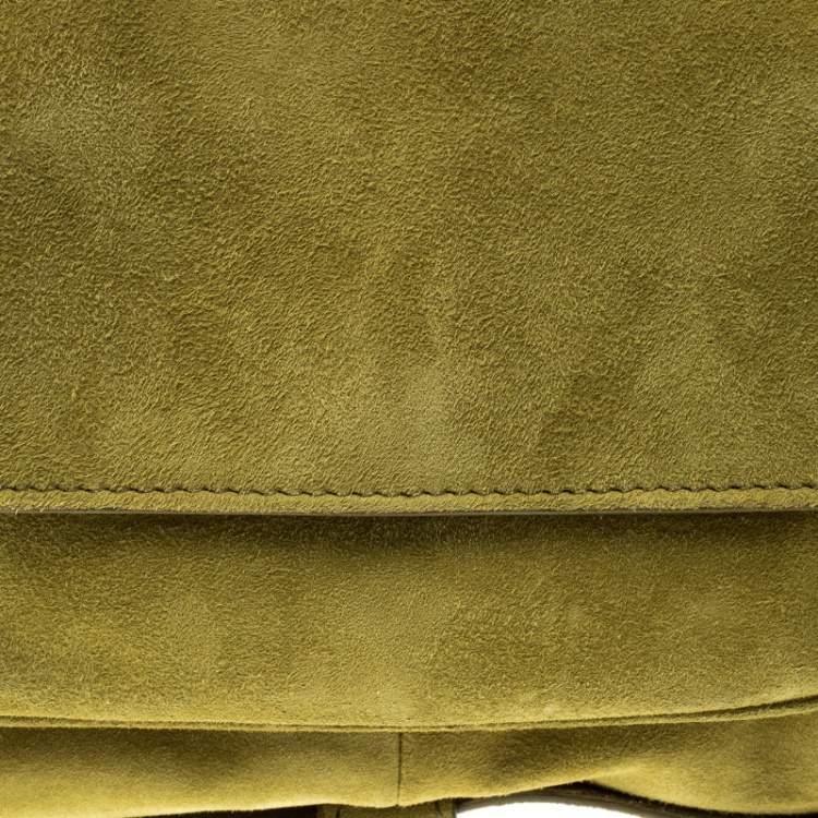 Pre Owned Yves Saint Laurent Green Suede Shoulder Bag