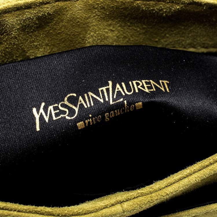 Pre Owned Yves Saint Laurent Green Suede Shoulder Bag