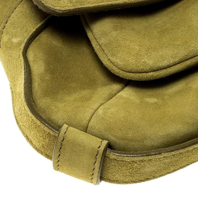 Pre Owned Yves Saint Laurent Green Suede Shoulder Bag