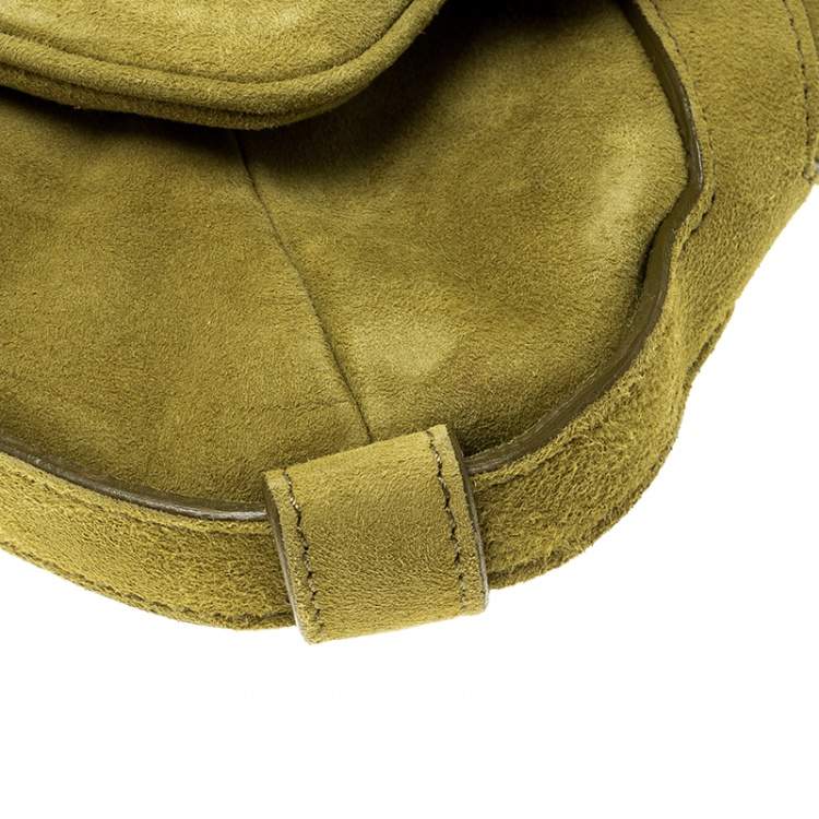 Pre Owned Yves Saint Laurent Green Suede Shoulder Bag