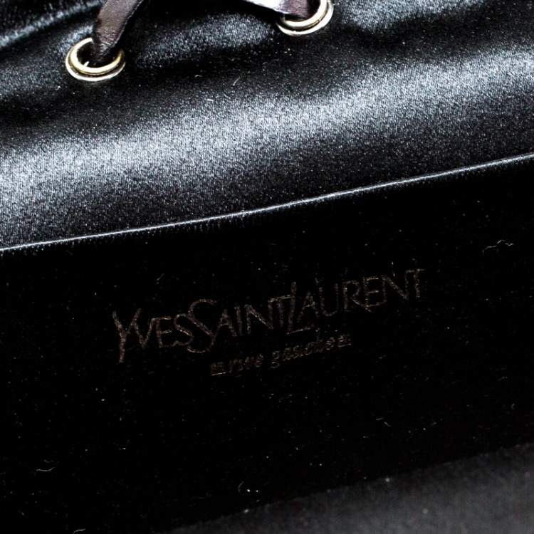 Pre Owned Yves Saint Laurent Black Velvet Lace Up Clutch