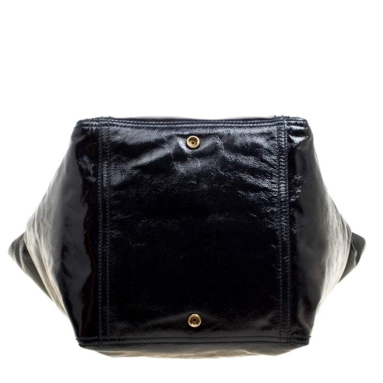 Pre Owned Yves Saint Laurent Black Patent Leather Large Downtown Tote