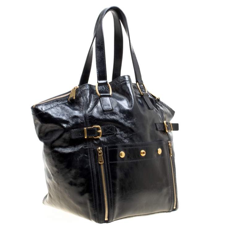 Pre Owned Yves Saint Laurent Black Patent Leather Large Downtown Tote