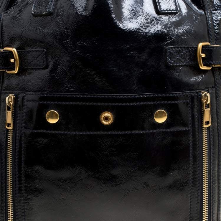 Pre Owned Yves Saint Laurent Black Patent Leather Large Downtown Tote
