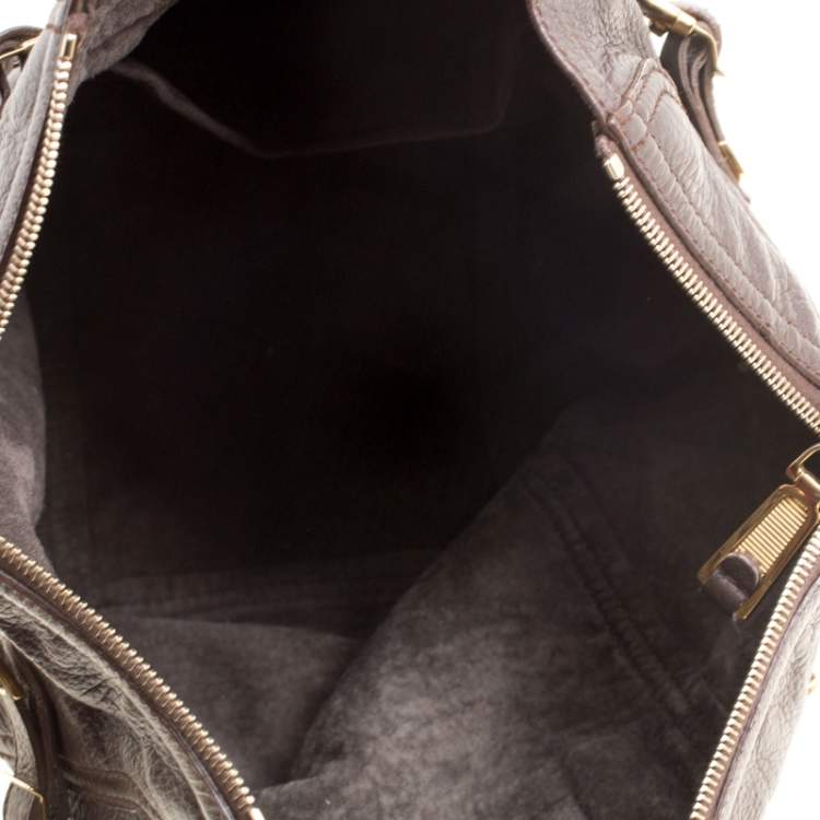 Pre Owned Yves Saint Laurent Brown Leather Small Downtown Tote