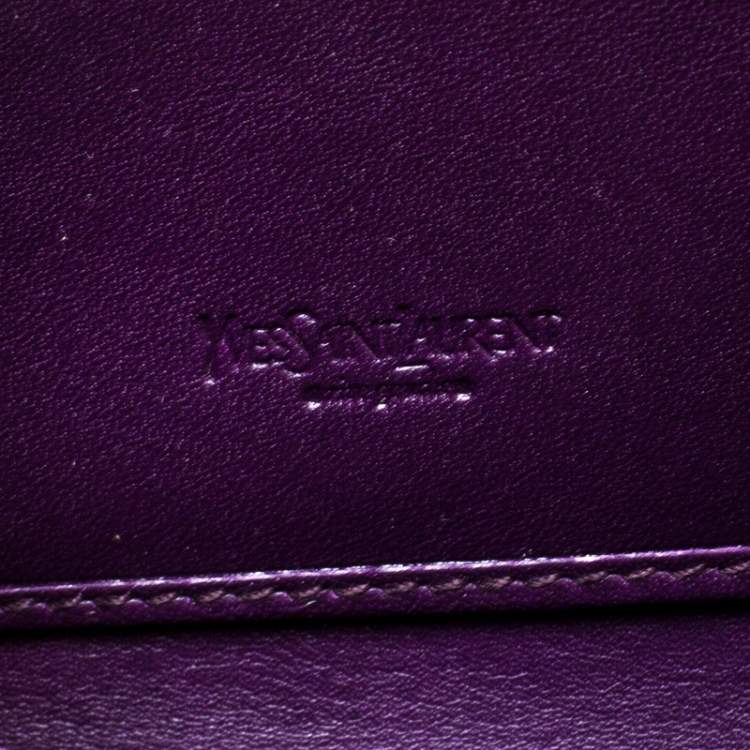 Pre Owned Yves Saint Laurent Purple Patent Leather Belle de Jour Zip Around Wallet