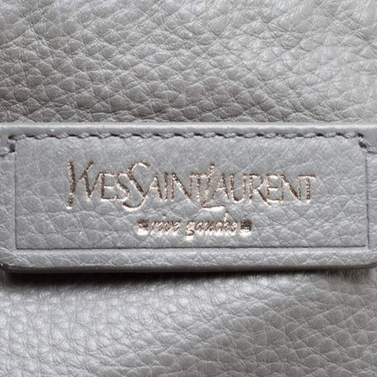 Pre Owned Yves Saint Laurent Grey Leather Large Obi Bowler Bag