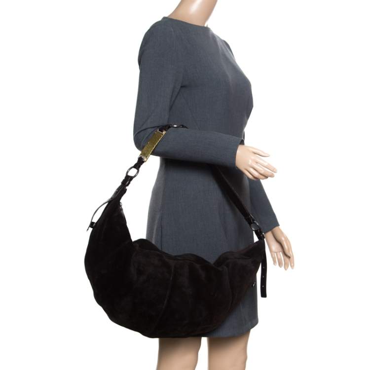 Pre Owned Yves Saint Laurent Brown Suede Hobo