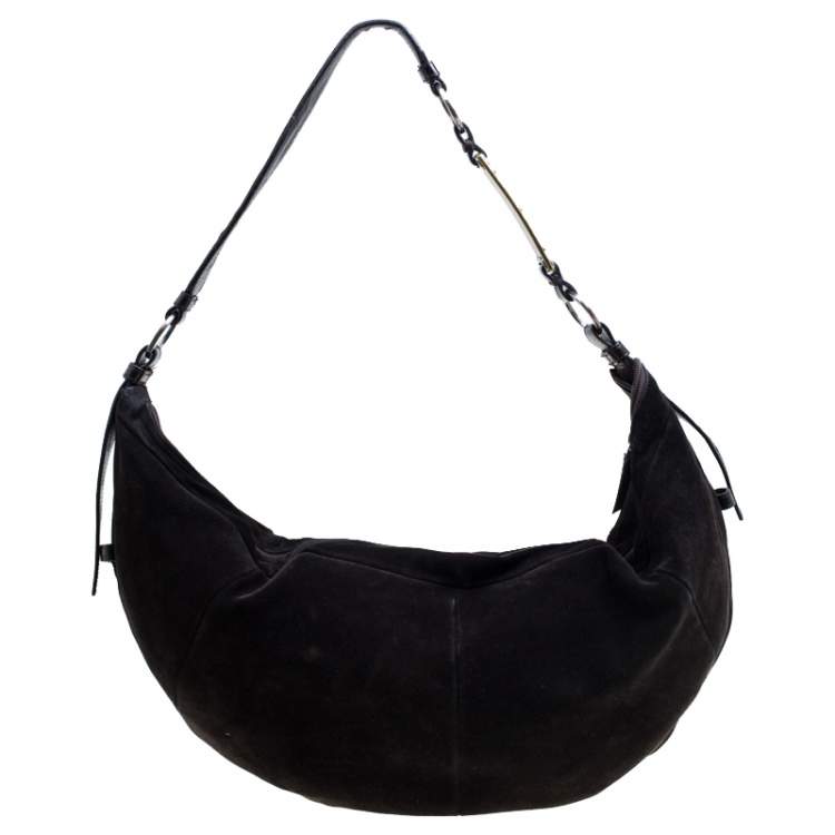Pre Owned Yves Saint Laurent Brown Suede Hobo
