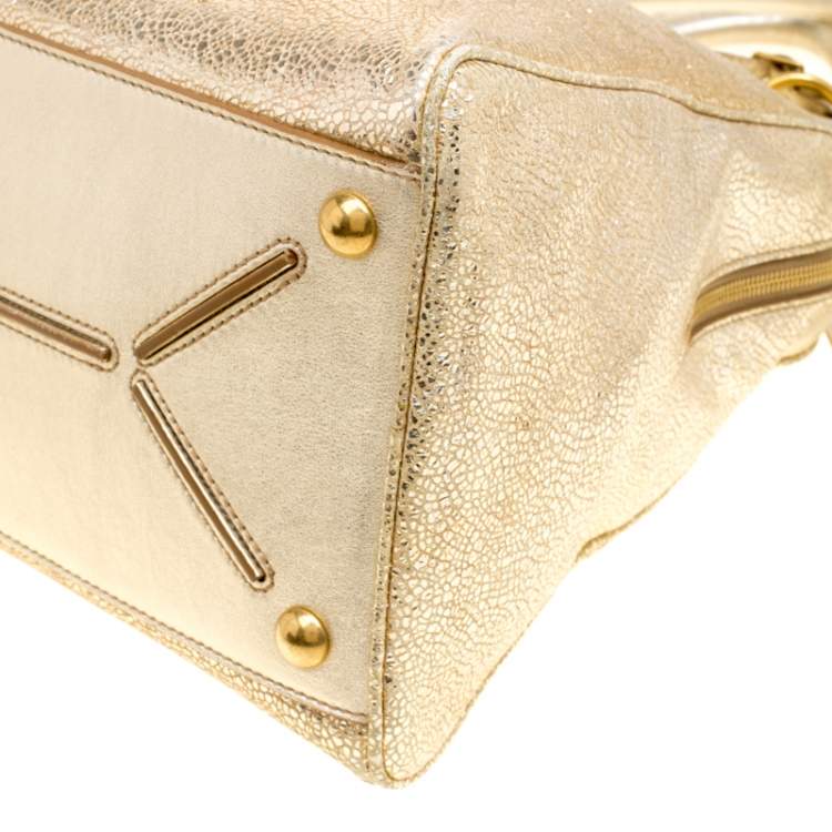 Pre Owned Yves Saint Laurent Gold Leather Medium Majorelle Tote