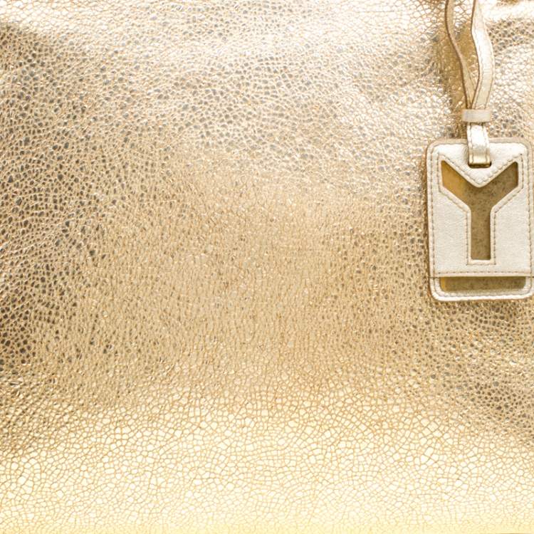 Pre Owned Yves Saint Laurent Gold Leather Medium Majorelle Tote