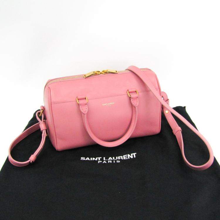 Pre Owned Saint Laurent Paris Pink Leather Classic Baby Duffle Bag