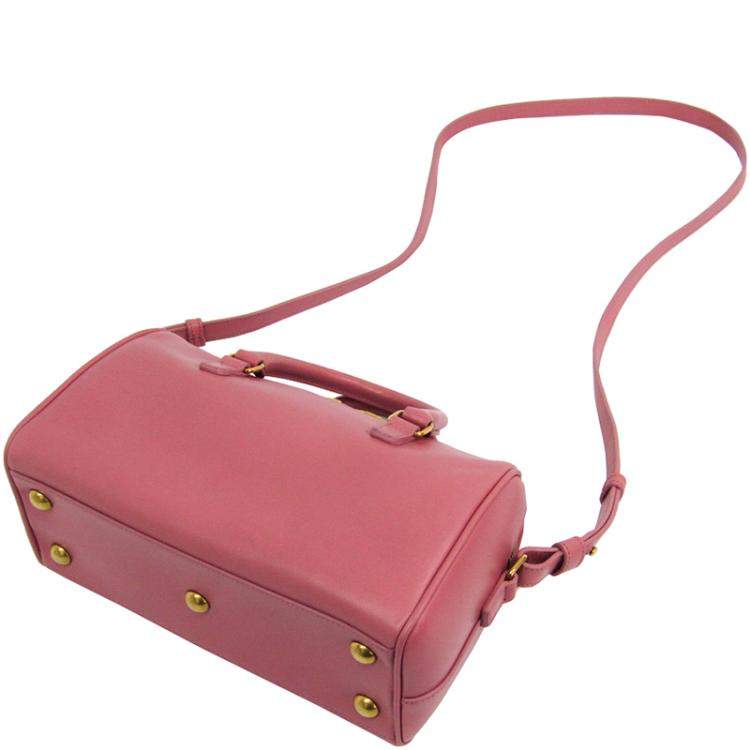 Pre Owned Saint Laurent Paris Pink Leather Classic Baby Duffle Bag