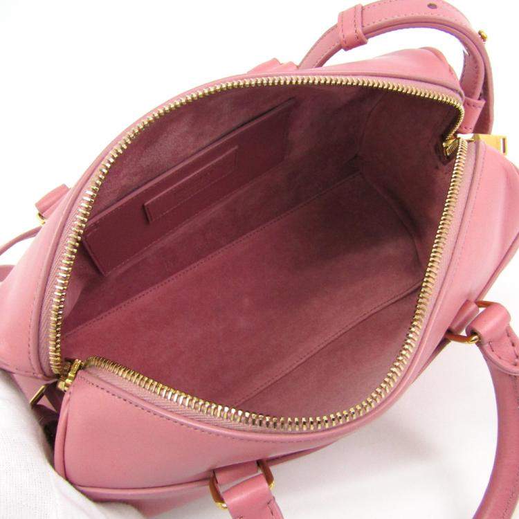 Pre Owned Saint Laurent Paris Pink Leather Classic Baby Duffle Bag