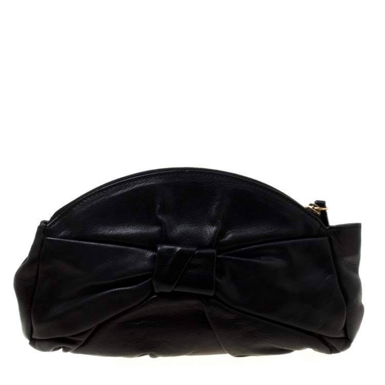 Pre Owned Yves Saint Laurent Black Leather Clutch