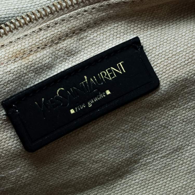 Pre Owned Saint Laurent Tri Color Leather and Canvas Muse Two Satchel