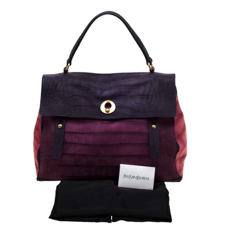 Pre Owned Saint Laurent Multicolor Nubuck Leather Large Muse Two Bag