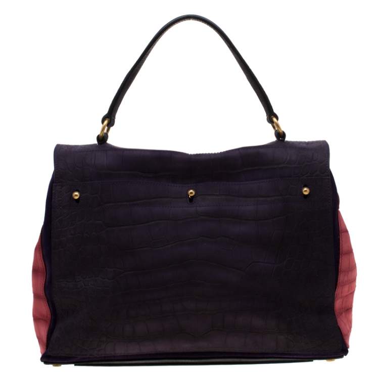 Pre Owned Saint Laurent Multicolor Nubuck Leather Large Muse Two Bag