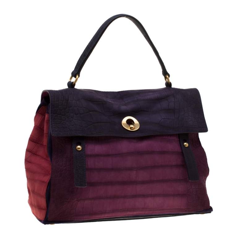 Pre Owned Saint Laurent Multicolor Nubuck Leather Large Muse Two Bag