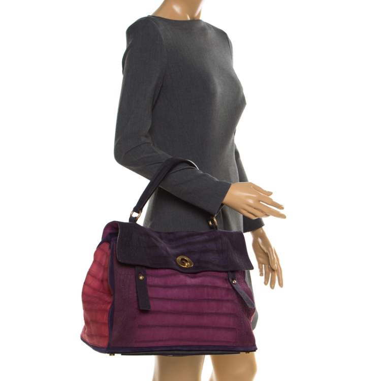 Pre Owned Saint Laurent Multicolor Nubuck Leather Large Muse Two Bag