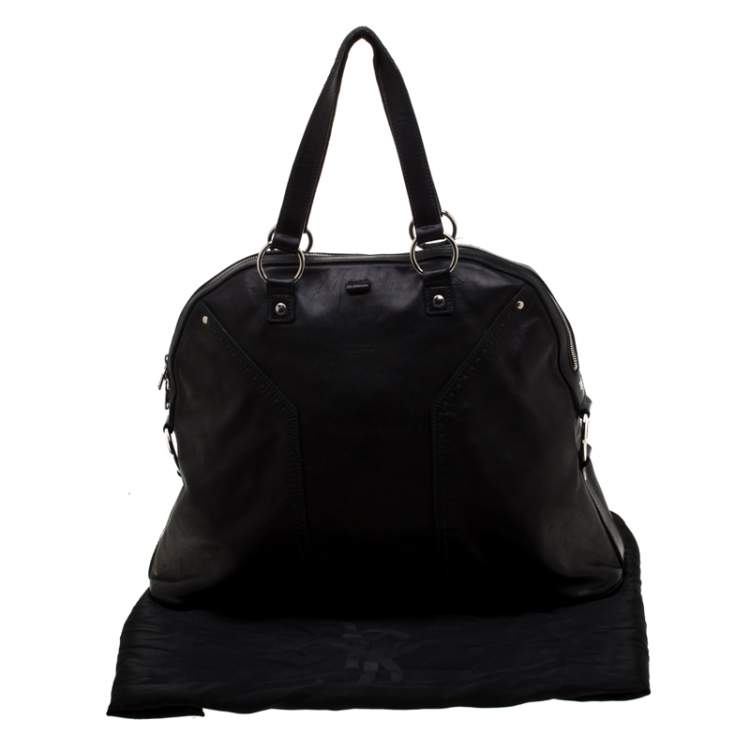 Pre Owned Saint Laurent Black Leather Oversized Muse Satchel