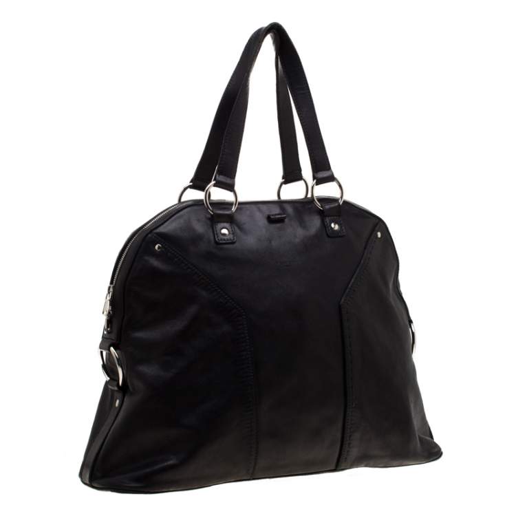 Pre Owned Saint Laurent Black Leather Oversized Muse Satchel