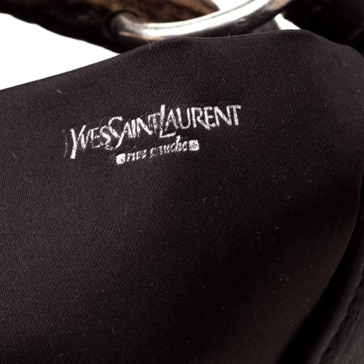 Pre Owned Yves Saint Laurent Dark Brown Leather Mombasa Horn Hobo