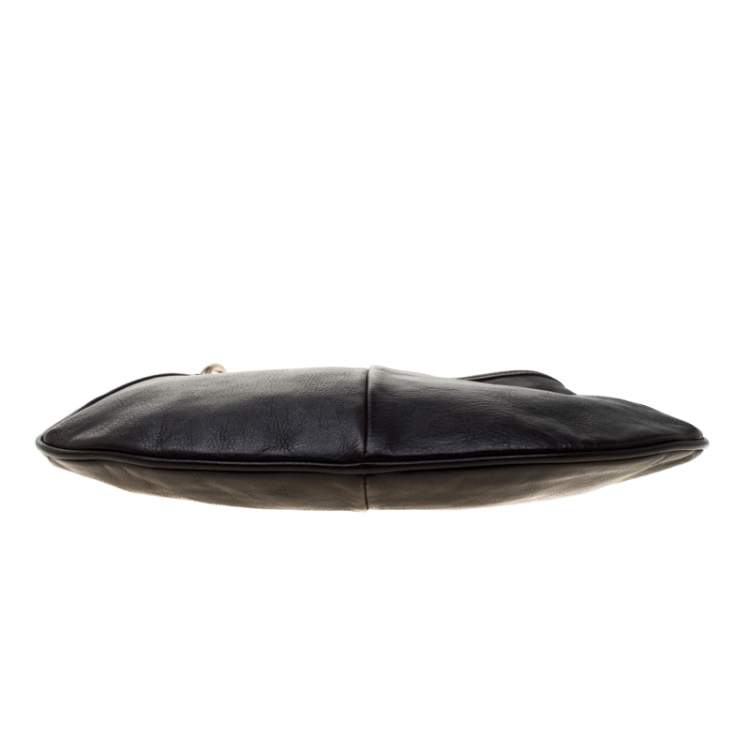 Pre Owned Yves Saint Laurent Dark Brown Leather Mombasa Horn Hobo