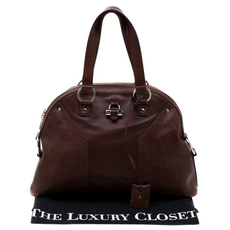 Pre Owned Saint Laurent Brown Leather Large Muse Bag
