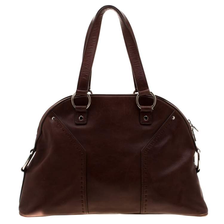 Pre Owned Saint Laurent Brown Leather Large Muse Bag