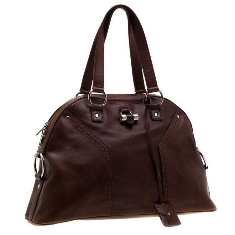 Pre Owned Saint Laurent Brown Leather Large Muse Bag