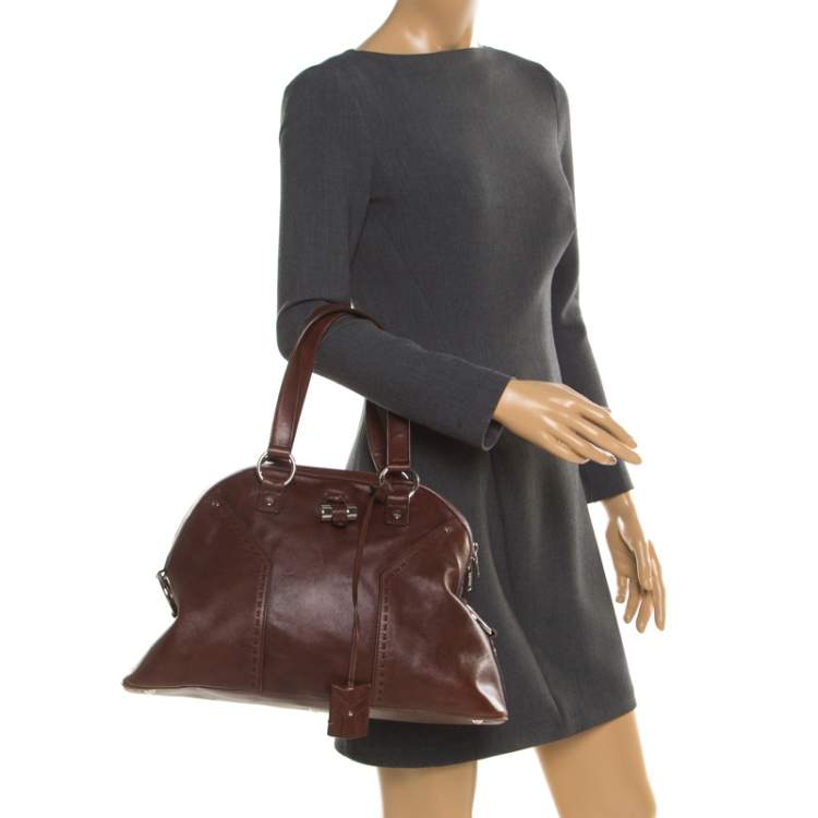 Pre Owned Saint Laurent Brown Leather Large Muse Bag