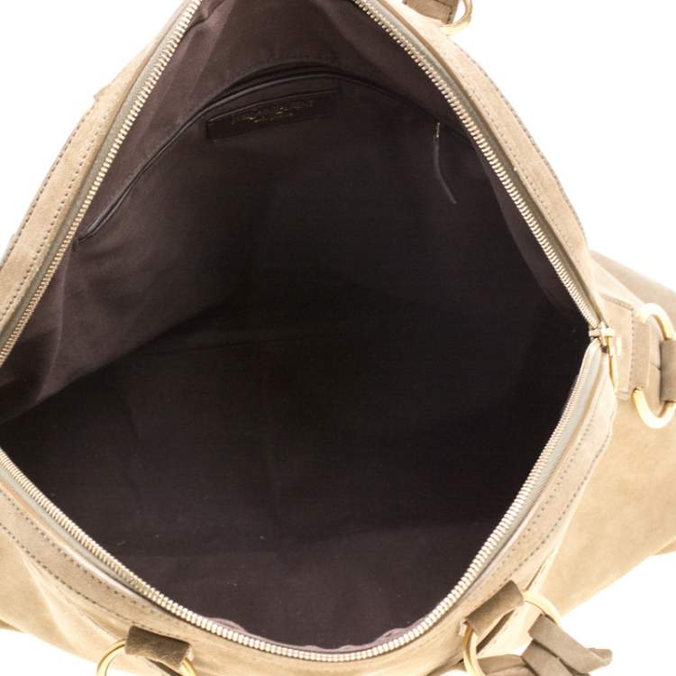 Pre Owned Saint Laurent Mossy Green Suede Oversized Muse Bag