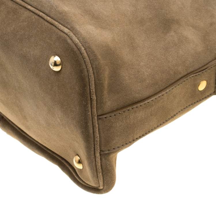 Pre Owned Saint Laurent Mossy Green Suede Oversized Muse Bag