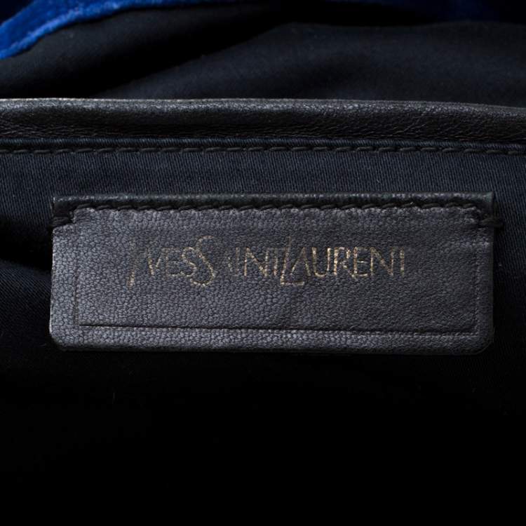 Pre Owned Yves Saint Laurent Royal Blue Patent Leather Roady Hobo