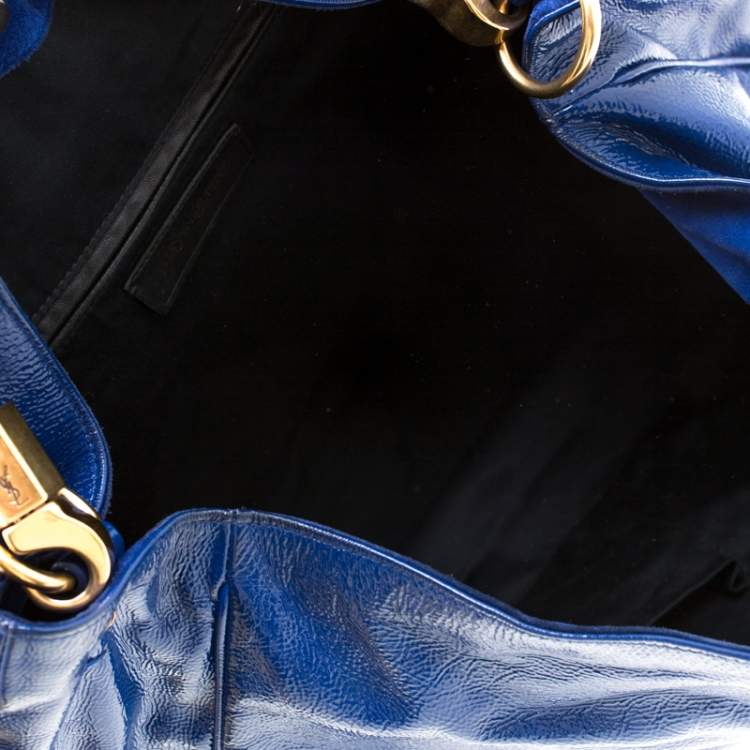 Pre Owned Yves Saint Laurent Royal Blue Patent Leather Roady Hobo