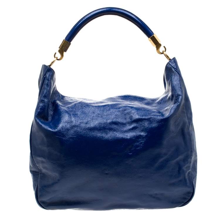 Pre Owned Yves Saint Laurent Royal Blue Patent Leather Roady Hobo