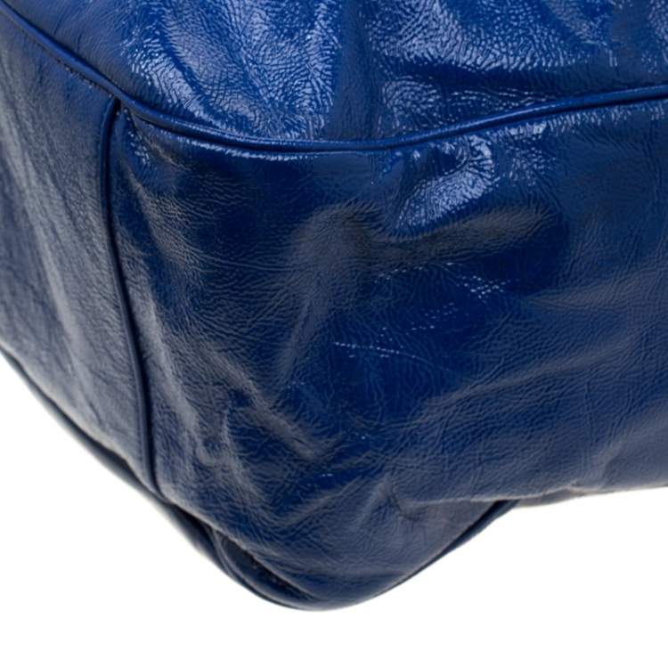 Pre Owned Yves Saint Laurent Royal Blue Patent Leather Roady Hobo