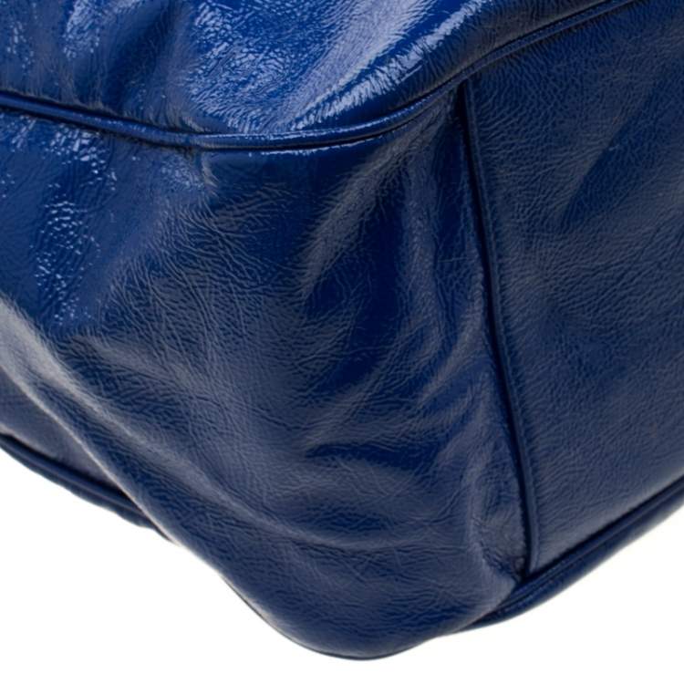 Pre Owned Yves Saint Laurent Royal Blue Patent Leather Roady Hobo