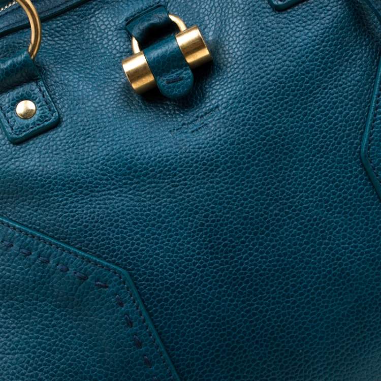 Pre Owned Saint Laurent Green Leather Oversized Muse Bag