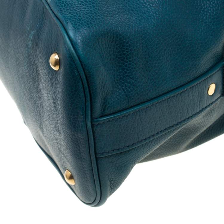 Pre Owned Saint Laurent Green Leather Oversized Muse Bag