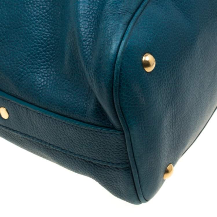 Pre Owned Saint Laurent Green Leather Oversized Muse Bag