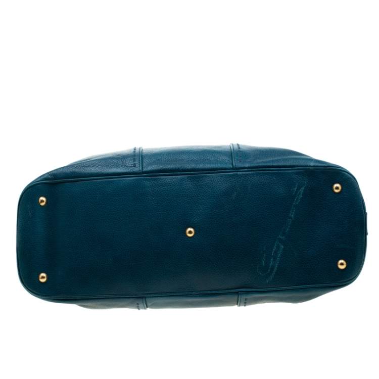 Pre Owned Saint Laurent Green Leather Oversized Muse Bag